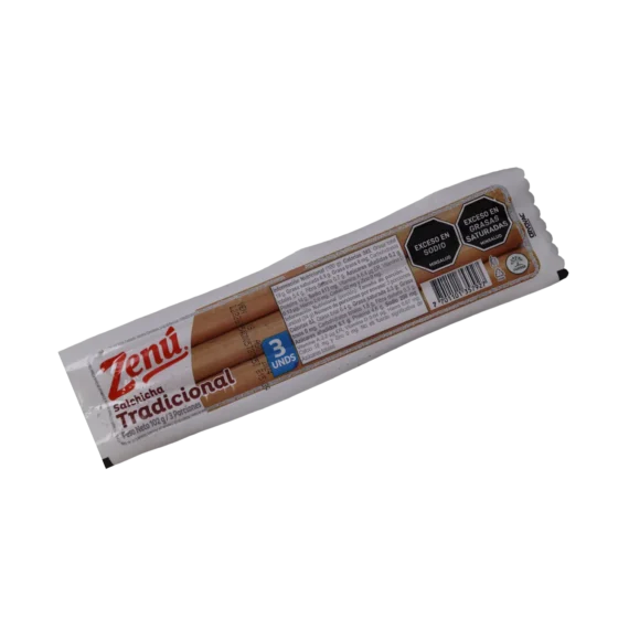 Salchicha ZENU Tradicional * 102gr 3 Unids.